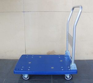 300kg beweegbaar plastic platformkarretje met blauwe plastic raad, Blauw/grijs