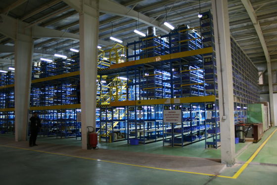 kopen Multi-tier Staal die Industriële Mezzanine Vloeren Blauw/Geel met 7.5m Hoogte vloeren online vervaardiging