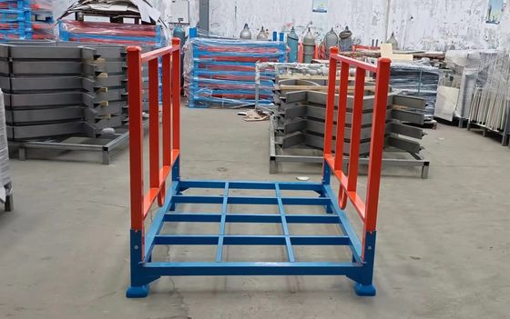 Heavy Duty opvouwbare palletkooien in magazijn ruimte besparen blauw en oranje
