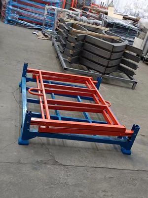 Heavy Duty opvouwbare palletkooien in magazijn ruimte besparen blauw en oranje