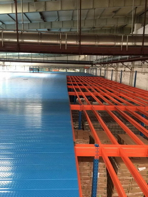 Zware/middeleeuwse multi-level staalplatform industriële mezzanine vloeren in blauwe en oranje kleur