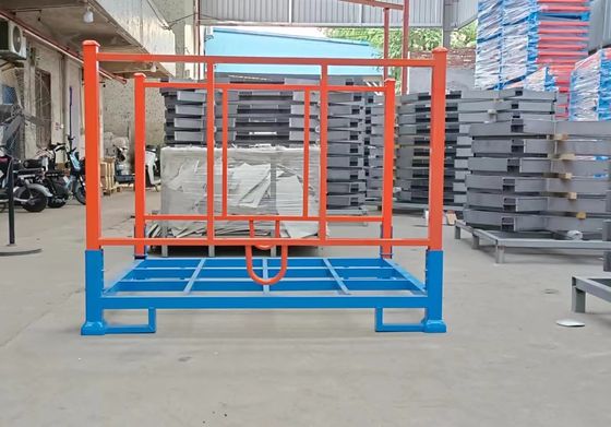 Heavy Duty opvouwbare palletkooien in magazijn ruimte besparen blauw en oranje